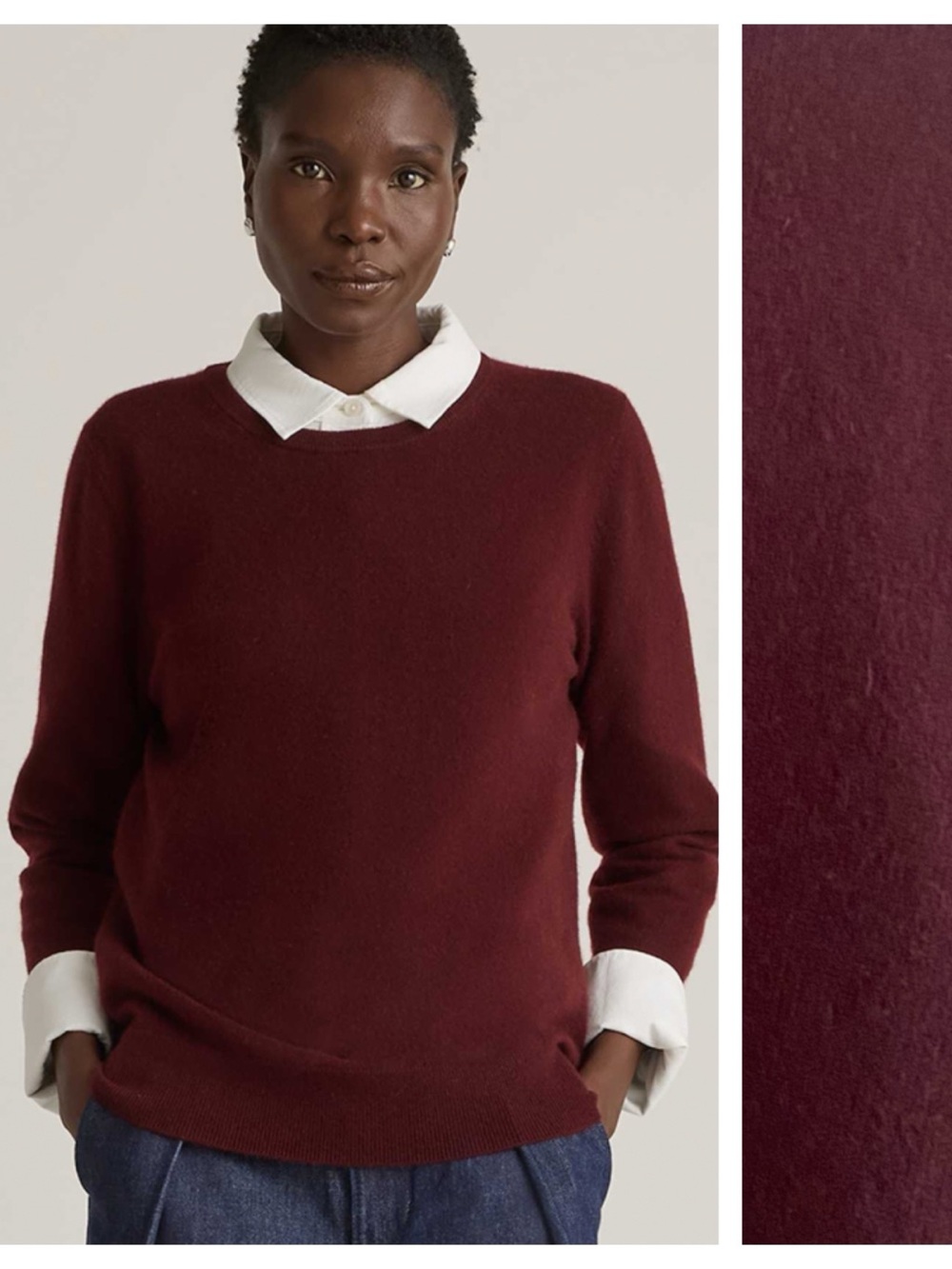 Quince Mongolian Cashmere Crewneck Sweater Rich Burgundy Red Medium